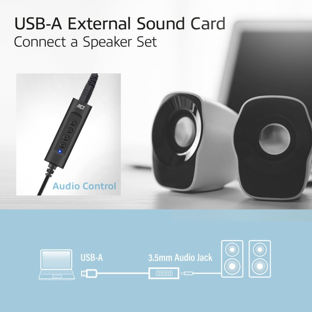 Act connectivity usb-a externe geluidskaart (zwart)