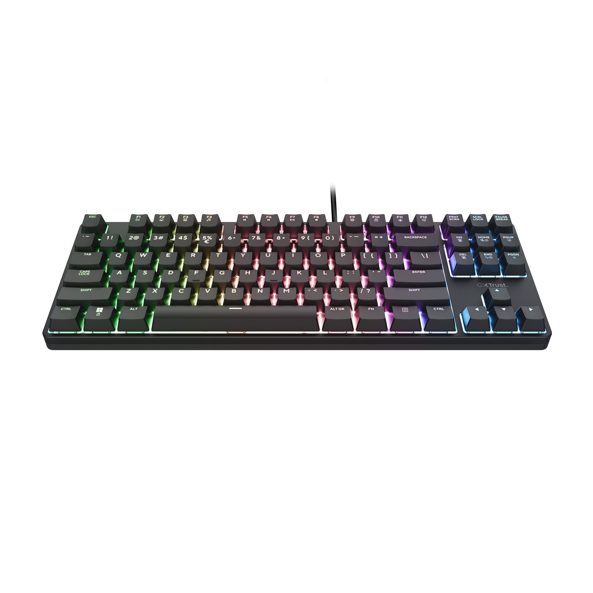 Trust gxt 864 cada compact mechanisch tkl-gamingtoetsenbord (zwart, us lay-out (qwerty), huano brown, rgb)
