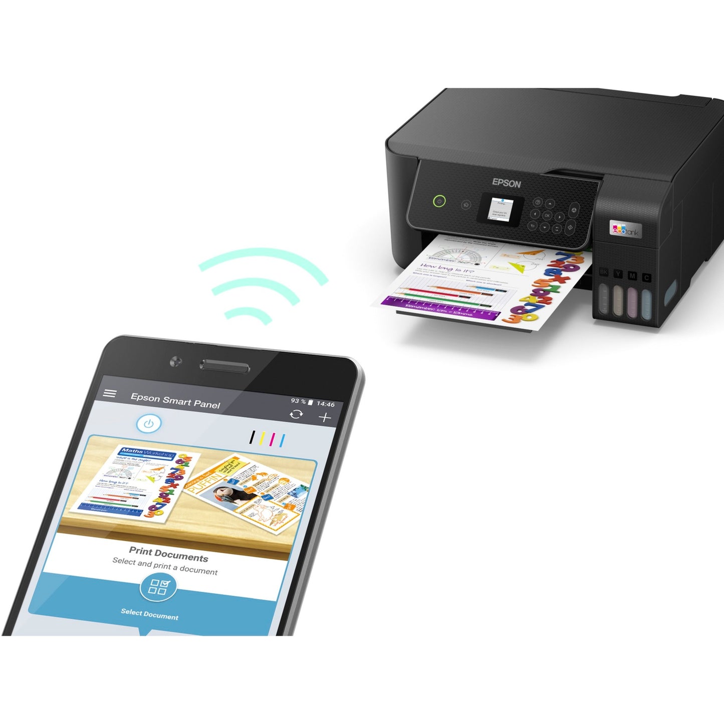 Epson ecotank et-2871 a4 multifunctionele wi-fi-printer met inkttank all-in-one inkjetprinter (zwart, scannen, kopiëren, wi-fi, inclusief tot 3 jaar inkt)