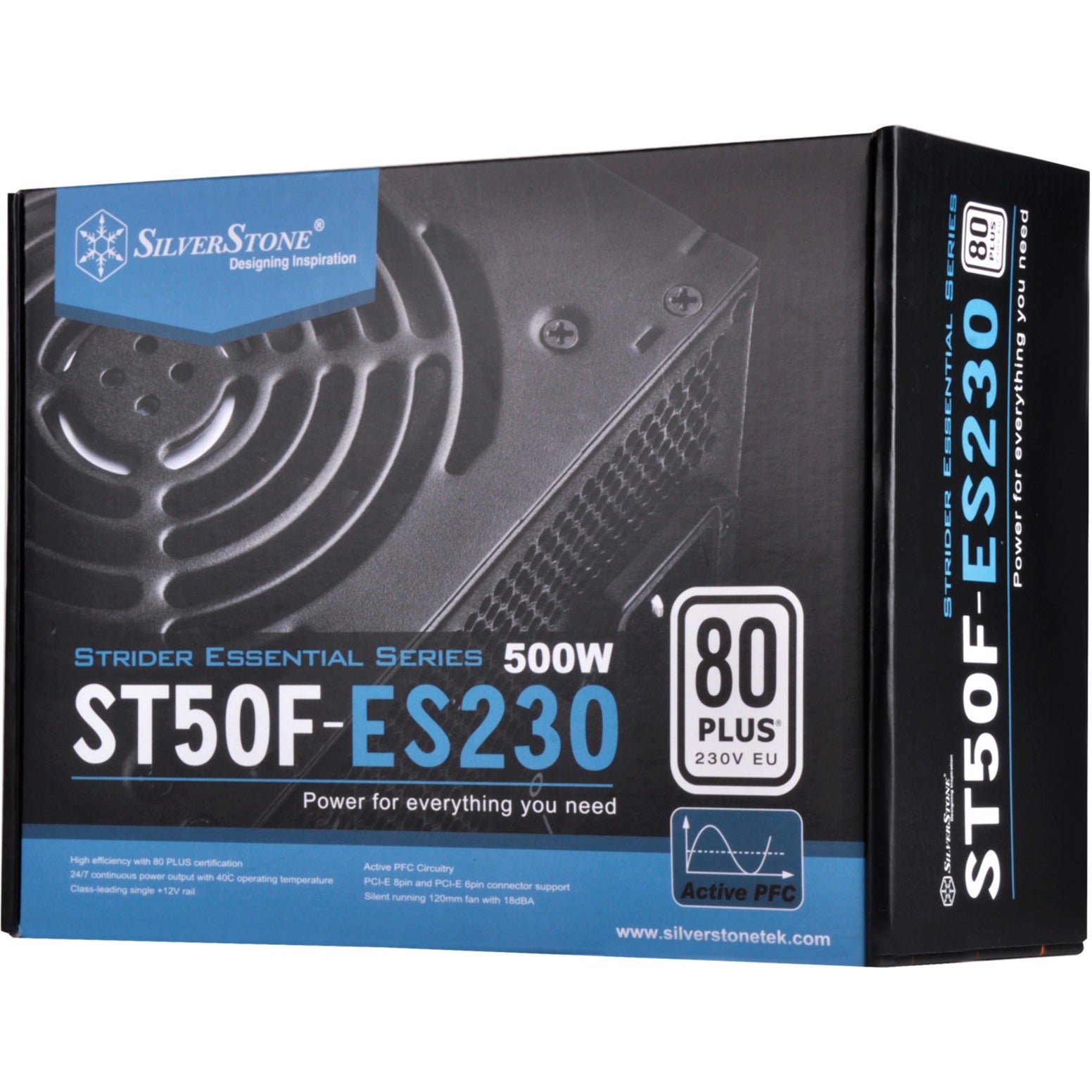 Silverstone strider essential st50f-es230 500 watt voeding (zwart, 2x pcie)