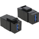 Delock keystone usb 3.0 a female > usb 3.0 a female keystone module (zwart)