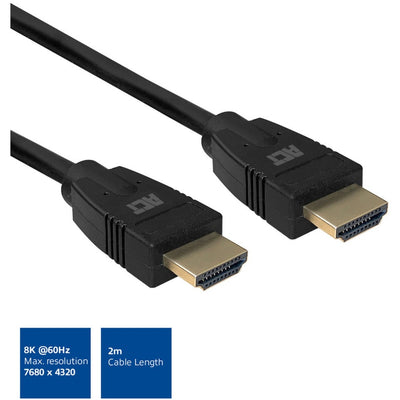 Act connectivity 2 meter hdmi 8k ultra high speed kabel v2.1 hdmi-a male - hdmi-a male (zwart)