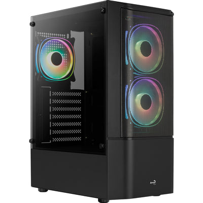 Aerocool quantum mesh v3 midi tower behuizing (zwart grijs | 3x usb-a | rgb | window)