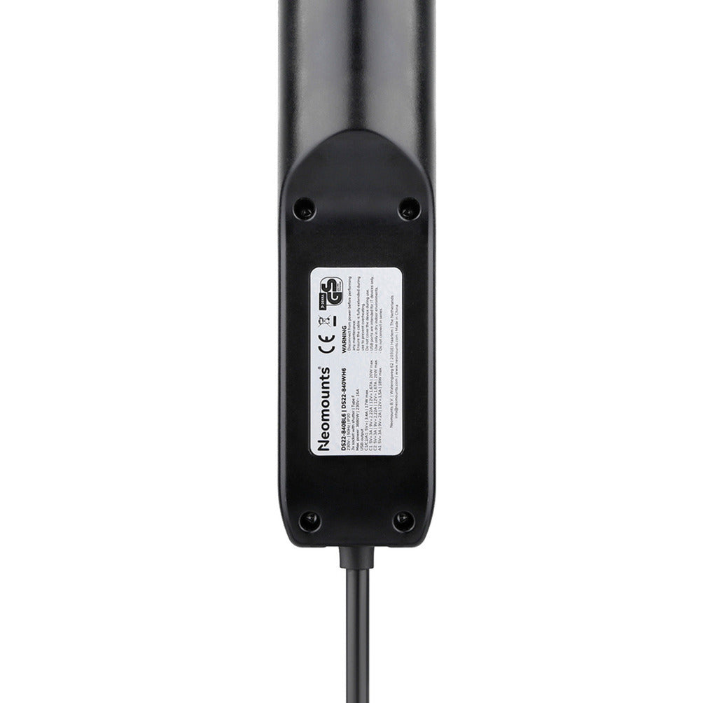 Neomounts ds22-840bl6 bureaucontactdoos met klem en usb-c en usb-a poorten - quick-charge stekkerdoos (zwart)