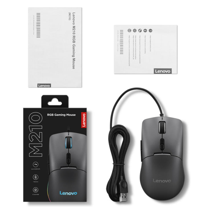 Lenovo m210 rgb-gamingmuis (zwart, 8000 dpi, rgb)