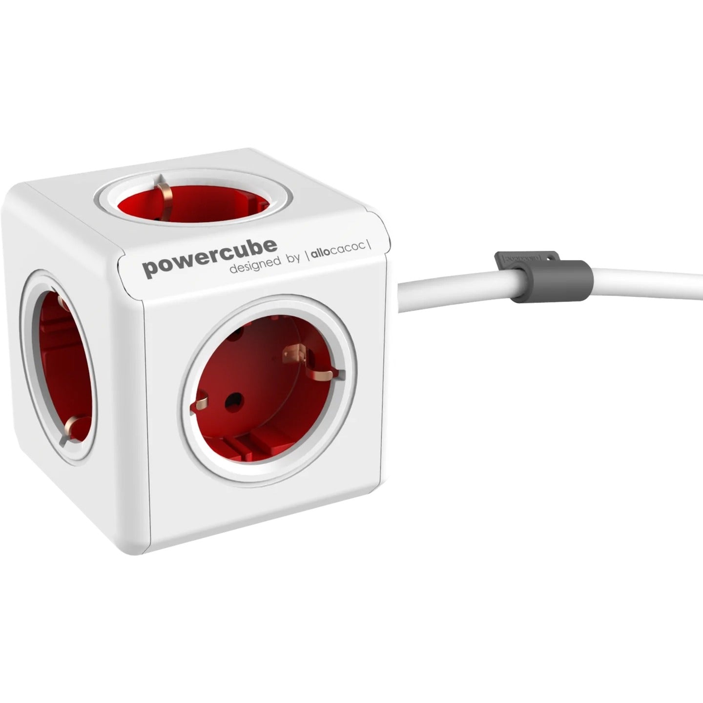 Allocacoc powercube extended stekkerdoos stekkerdoos (wit rood)