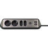 Brennenstuhl estilo hoekstekkerdoos 4-voudig stekkerdoos (zwart roestvrij staal, 2x usb)