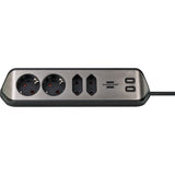 Brennenstuhl estilo hoekstekkerdoos 4-voudig stekkerdoos (zwart roestvrij staal, 2x usb) - afbeelding 2