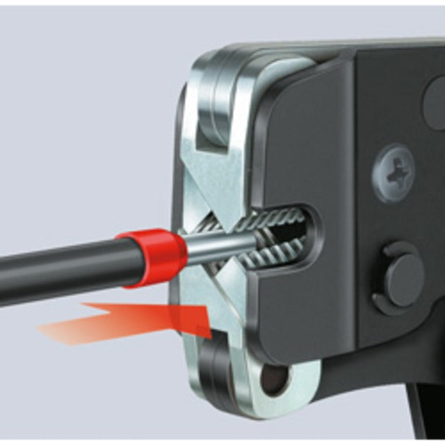Knipex zelfinstellende krimptang met voorinvoering 975309 (vierkant-krimp automatisch, met openingsveer)