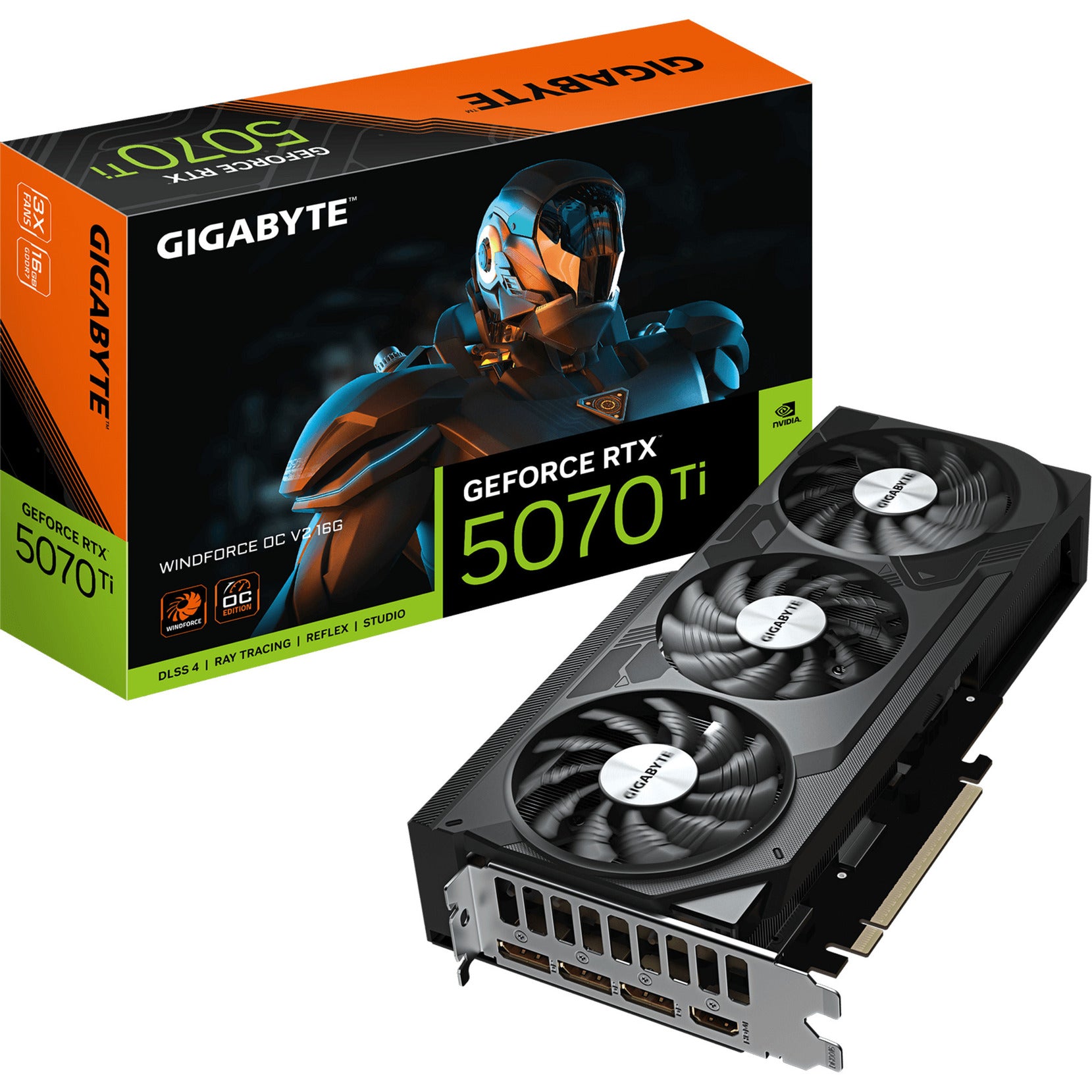 Gigabyte geforce rtx 5070 ti windforce oc v2 16g grafische kaart (dlss 4, 3x displayport, 1x hdmi 2.1)