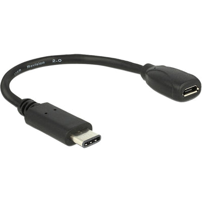 Delock usb-c 2.0 > usb micro-b adapter (zwart, 0,15 meter)