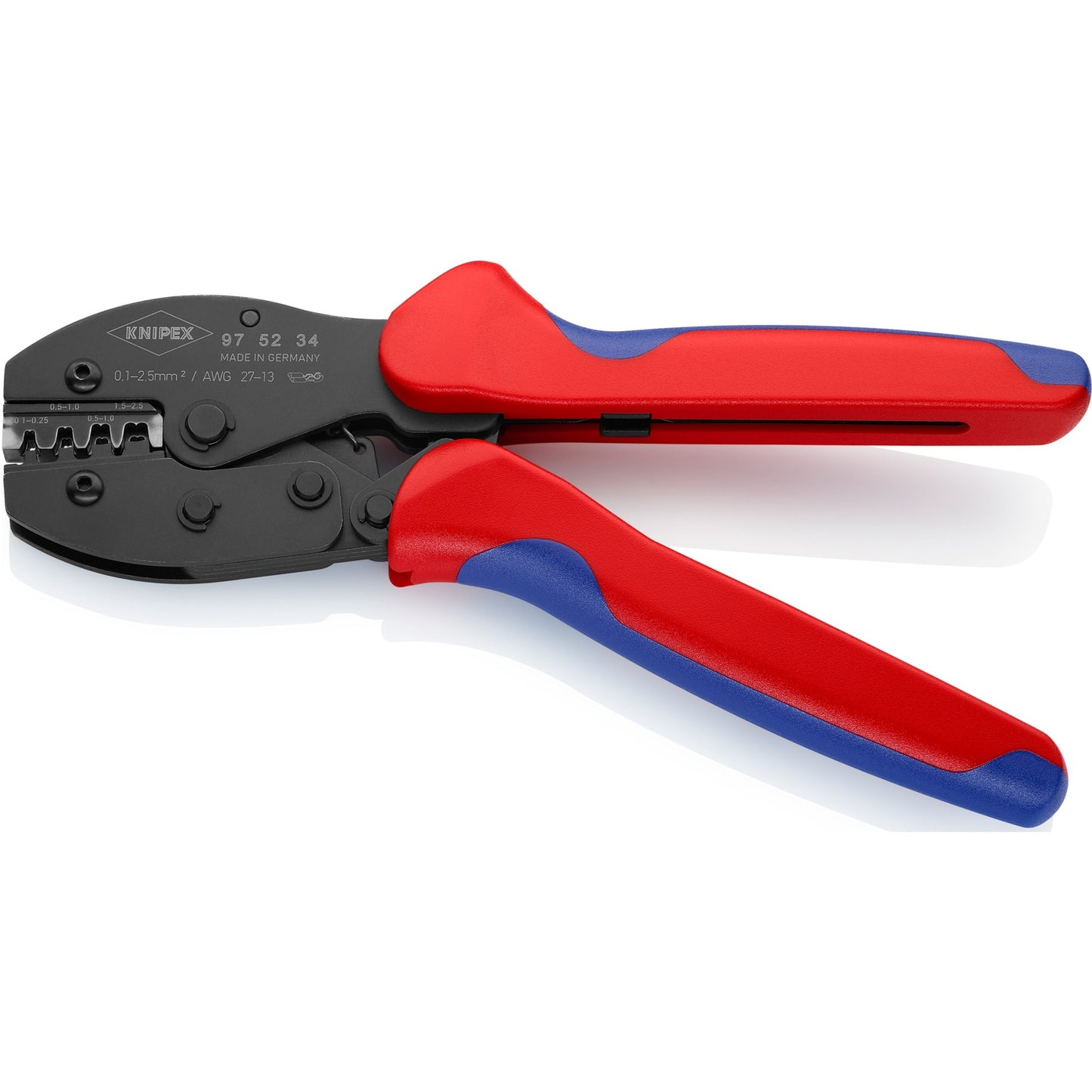 Knipex preciforce 97 52 34 sb krimptang (rood blauw, isolieren, crimpen 0,1 - 2,5mm²)