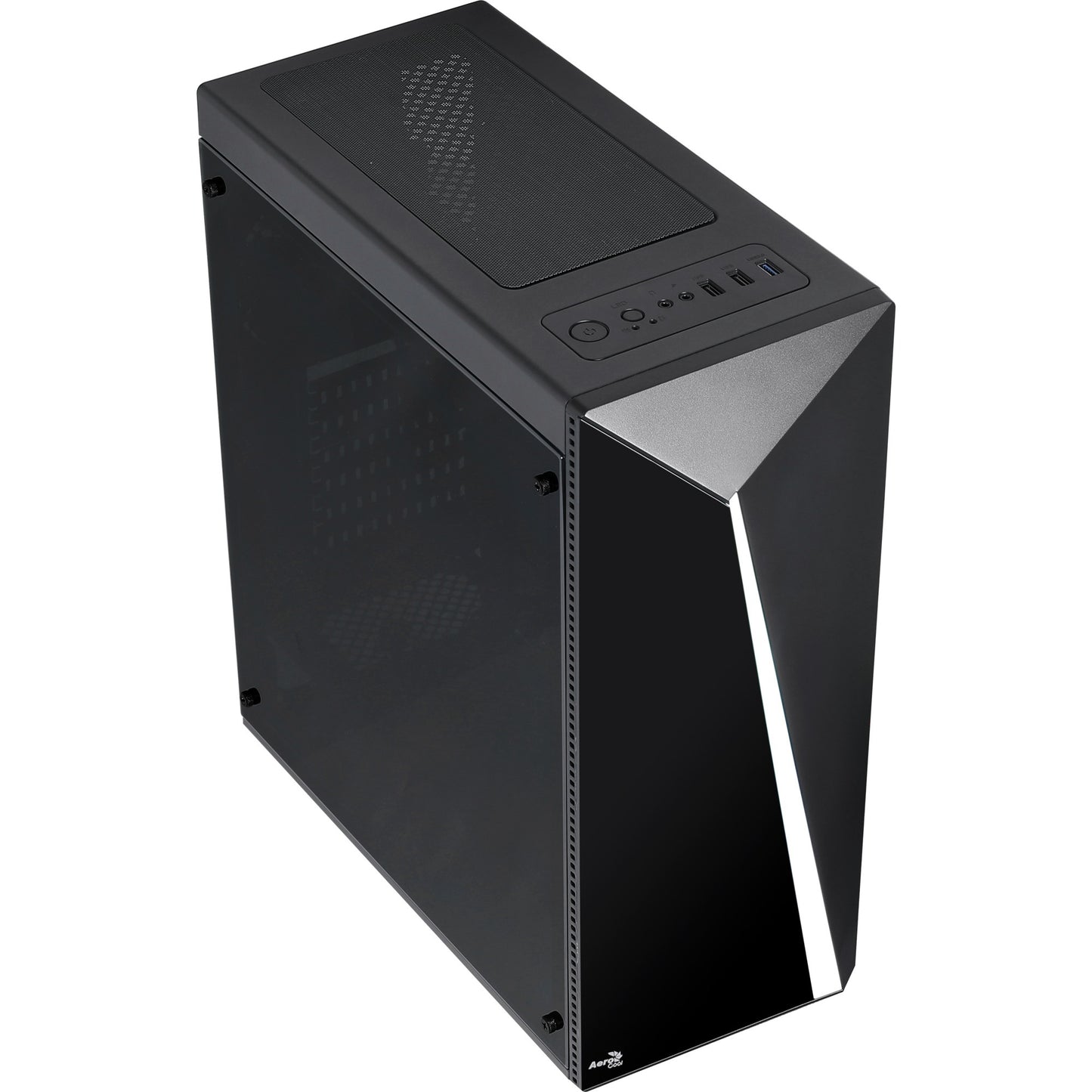 Aerocool shard midi tower behuizing (zwart | 3x usb-a | rgb | window)