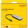 Delock 4-port usb-c + pd 85 watt usb-hub (grijs)