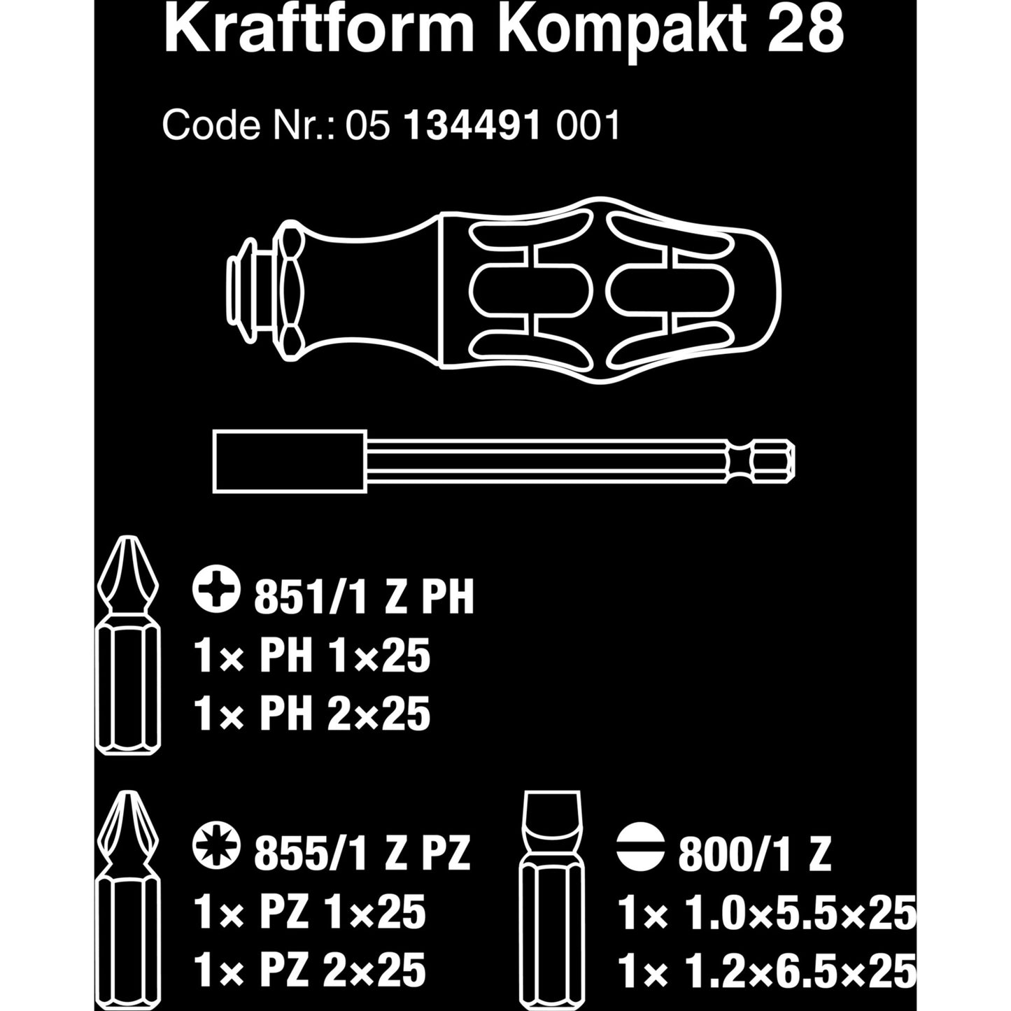 Wera kraftform kompakt 28 met etui dopsleutel (zwart groen, 6-delig)