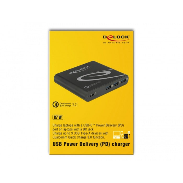 Delock usb oplader 1x usb type-c + 3x usb type-a (zwart)