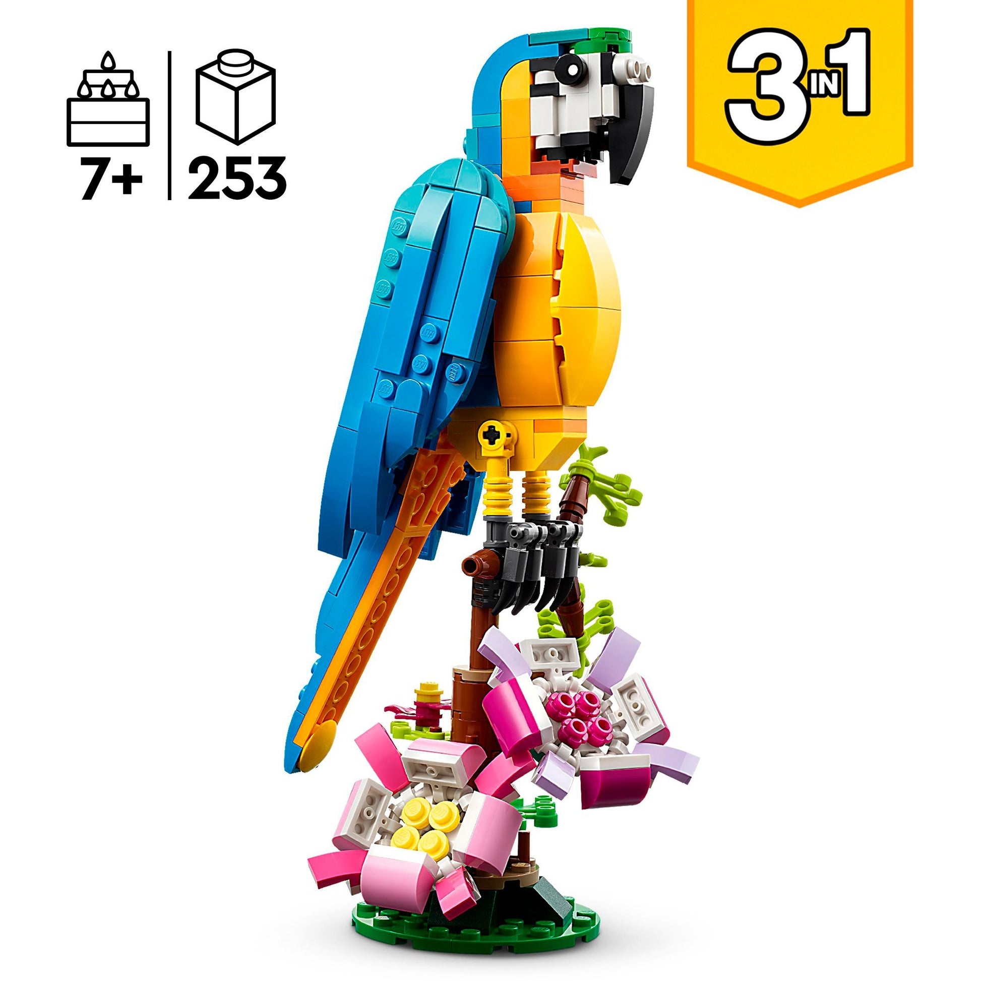 Lego creator 3in1 exotische papegaai - kikker - vis dieren speelgoed set voor kinderen - 31136
