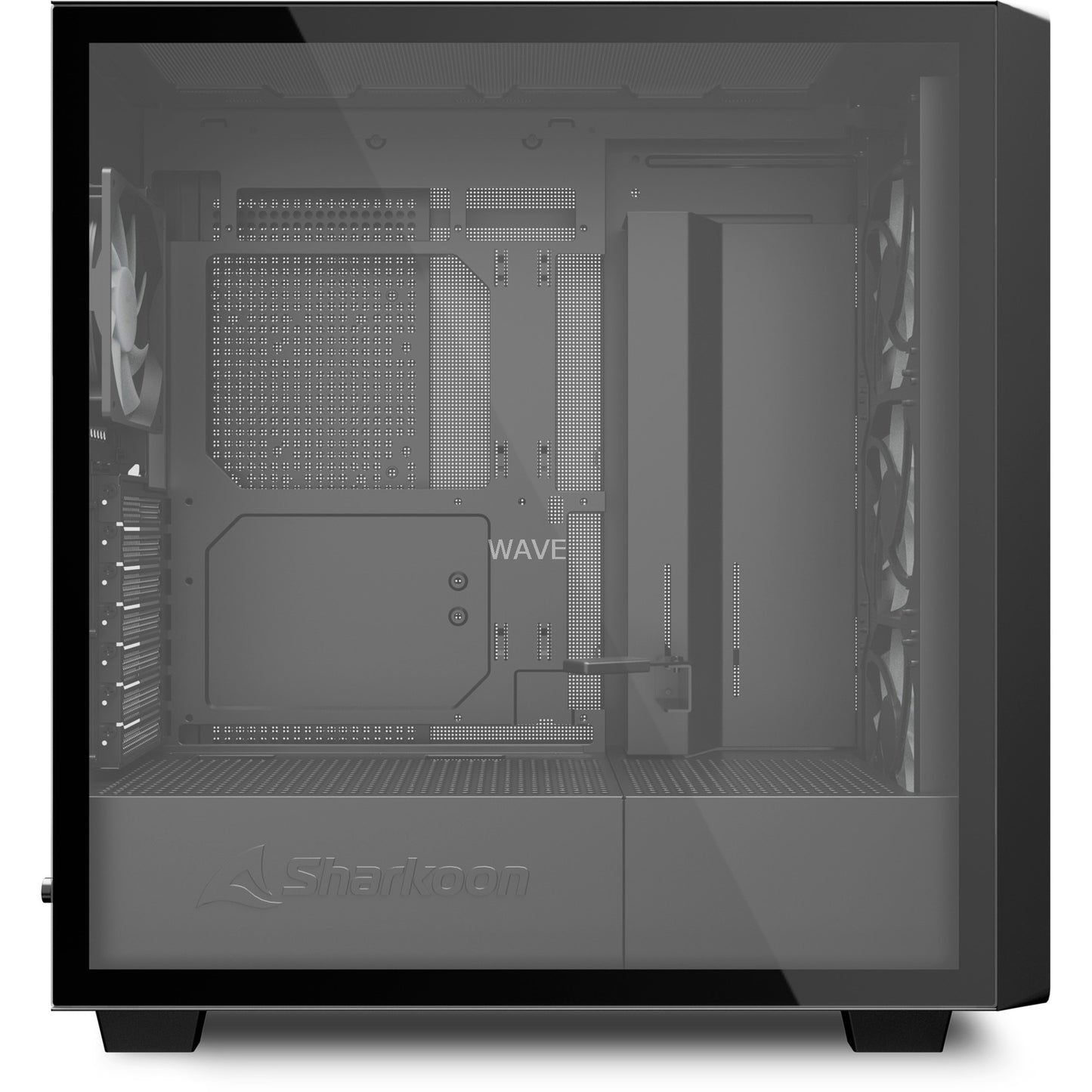Sharkoon rebel c70g rgb midi tower behuizing (zwart houtkleur | 2x usb-a | 1x usb-c | rgb | tempered glass)