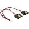 Delock power 2-pin female > 2 x sata 15-pin splitterkabel (zwart rood, 0,2 meter)