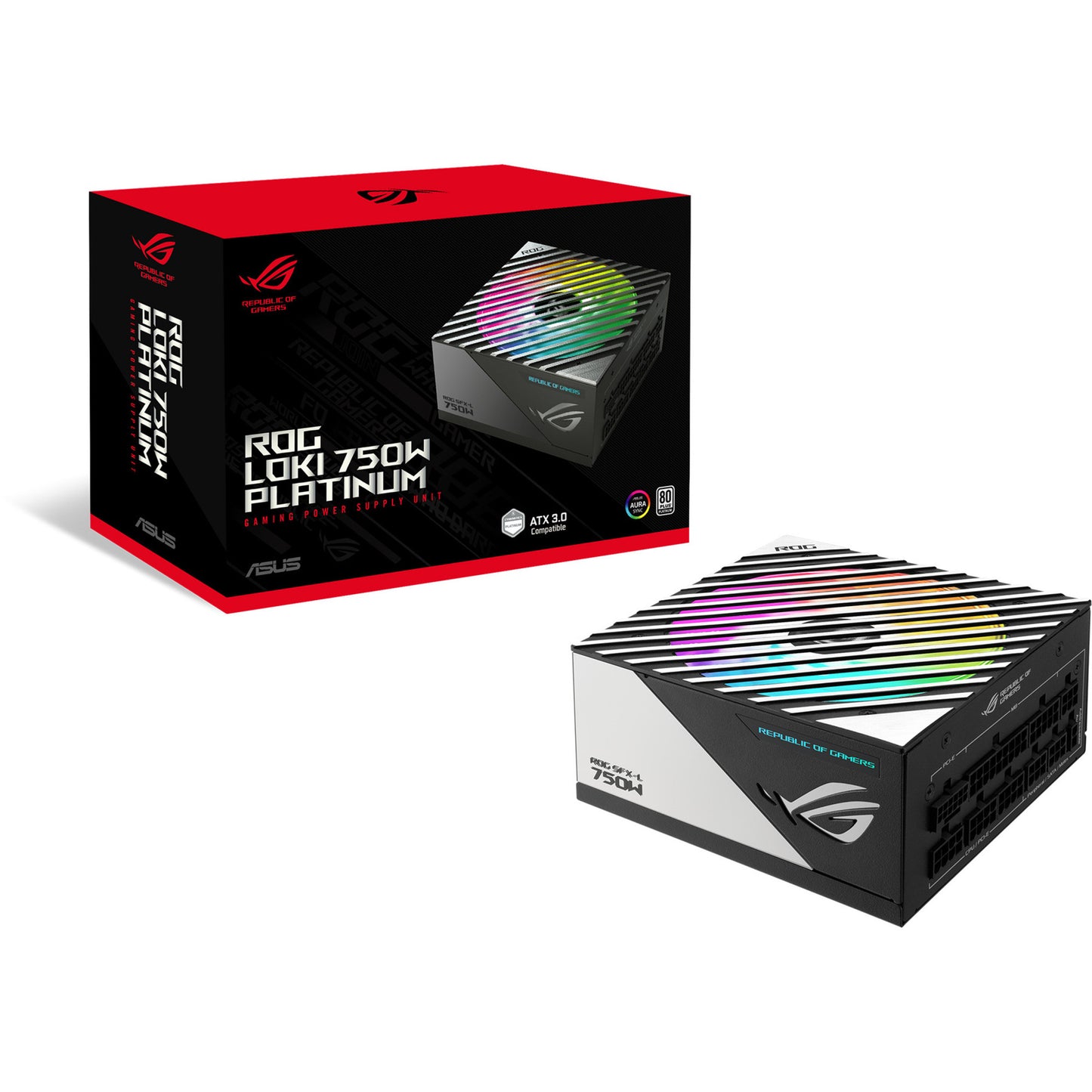 Asus rog loki sfx-l platinum modulaire 750 watt voeding (zwart, 1x 12v-2x6, 3x pcie)