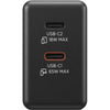 Lenovo dual usb-c (65w) gan (zwart, 2x usb-c, power delivery)