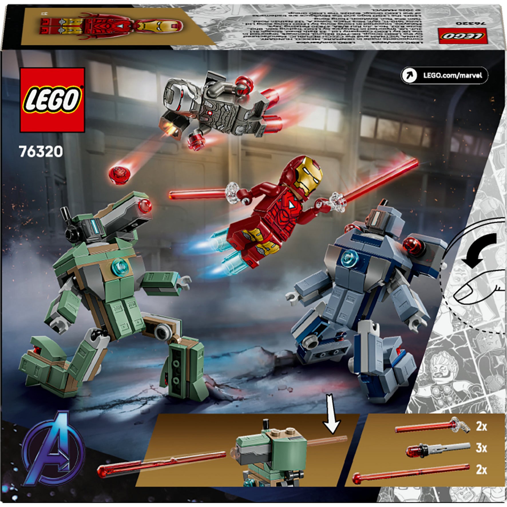 Lego ® ǀ marvel iron man en war machine vs. hammer drones - 76320