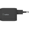 Belkin boostcharge pro 2-poorts usb-c gan-wandlader met pps (65 w) (zwart)