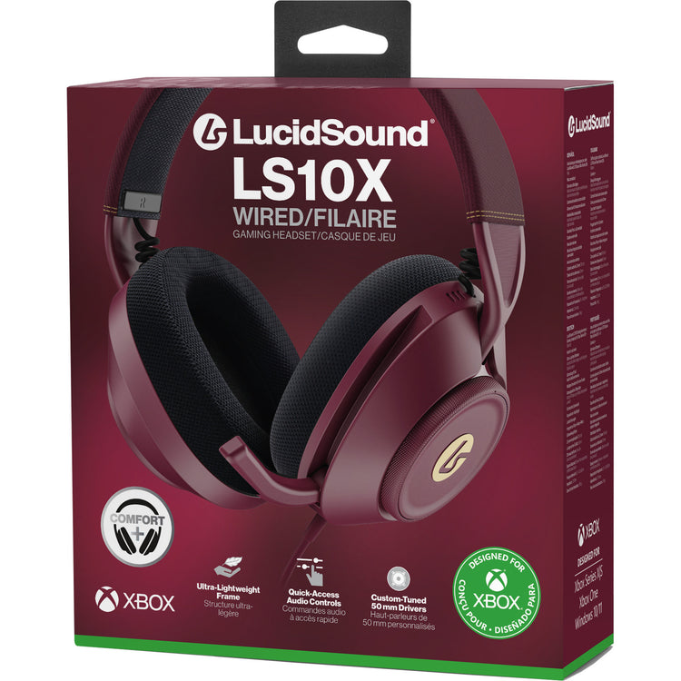 Powera lucidsound ls10x gen 2 bedrade gamingheadset voor xbox series x|s - robijn over-ear gaming headset (donkerrood, xbox series x|s, xbox one, pc)