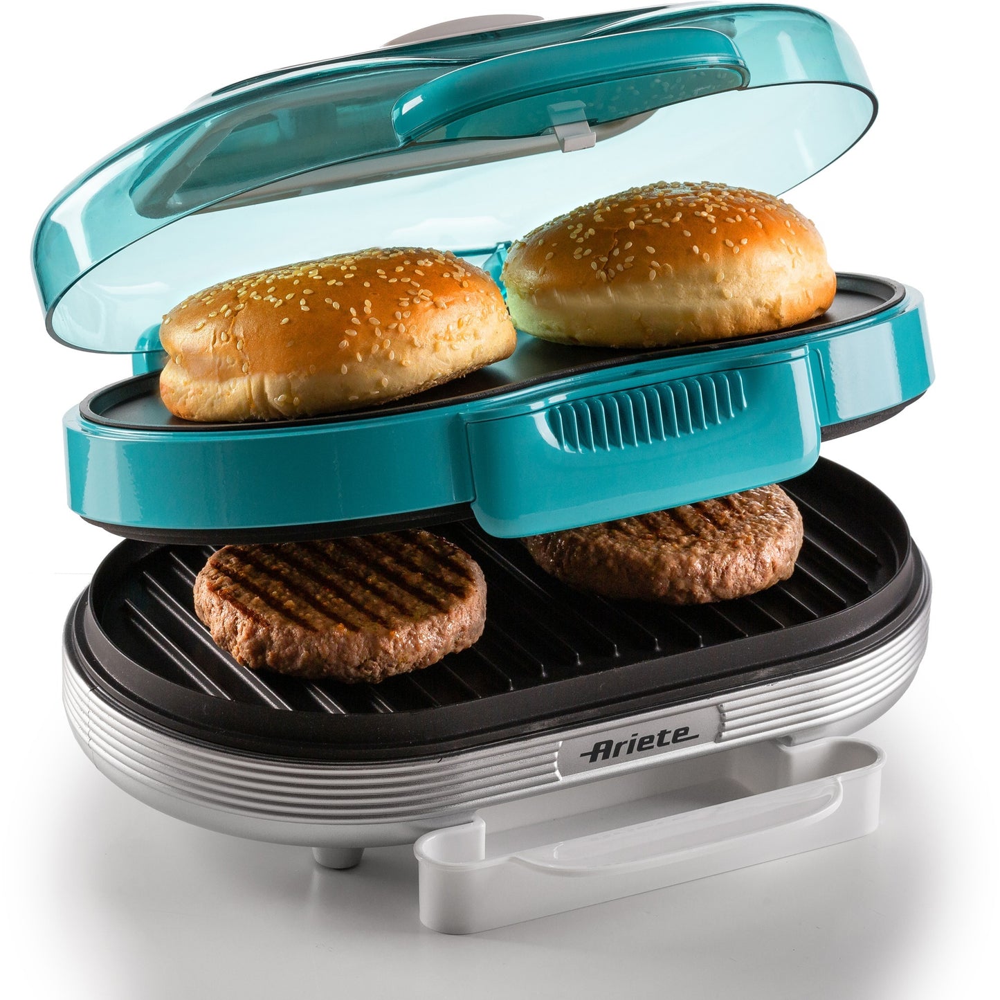 Ariete party time hamburger maker 0205 01 elektrische bakplaat (lichtblauw wit)