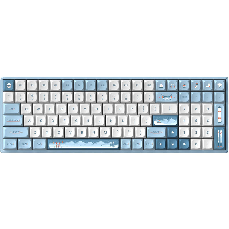 Iqunix f97 wintertide wireless mechanical keyboard (lichtblauw, us lay-out (qwerty), cherry mx brown, 96%, rgb leds, hot-swappable, pbt, 2.4ghz | bluetooth 5.1 | usb-c)