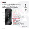 Club 3d travel charger 132w gan technology (zwart, usb-a, usb-c, power delivery (pd) 3.0)