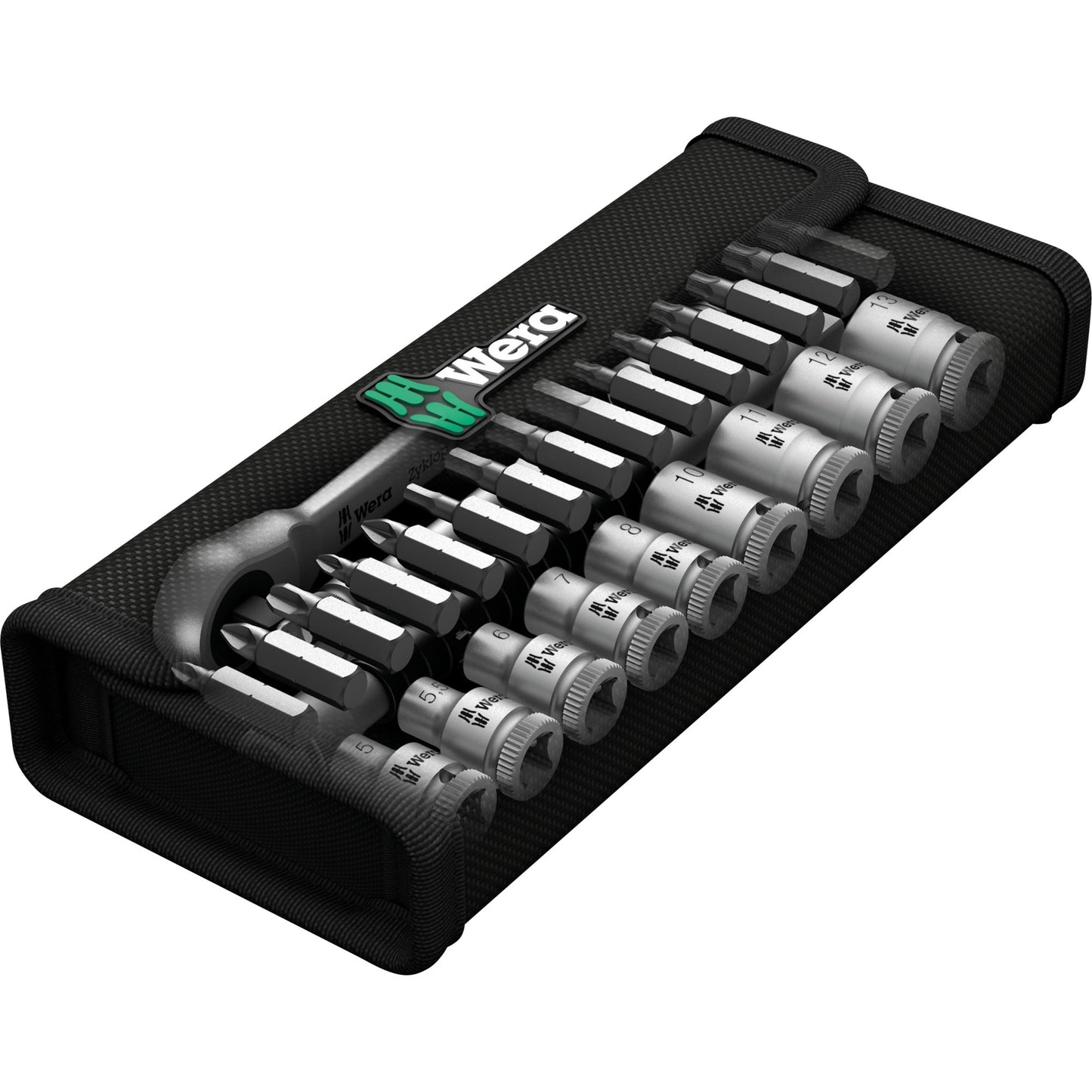 Wera 8100 sa 7 zyklop metal-ratelset doorsteekvierkant 1 4 gereedschapsset (28-delig)