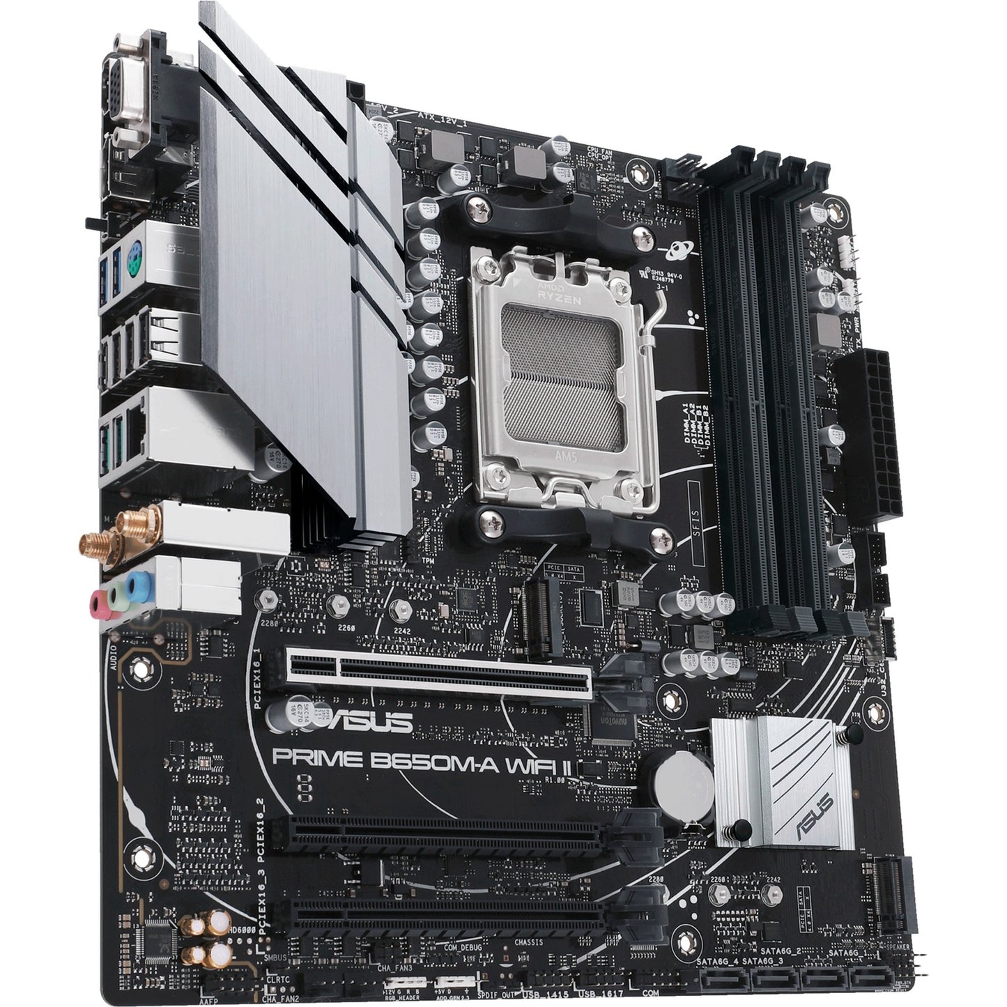 Asus prime b650m-a wifi ii socket am5 moederbord (zwart, raid, 2,5gb-lan, wlan, bt, sound, µatx)
