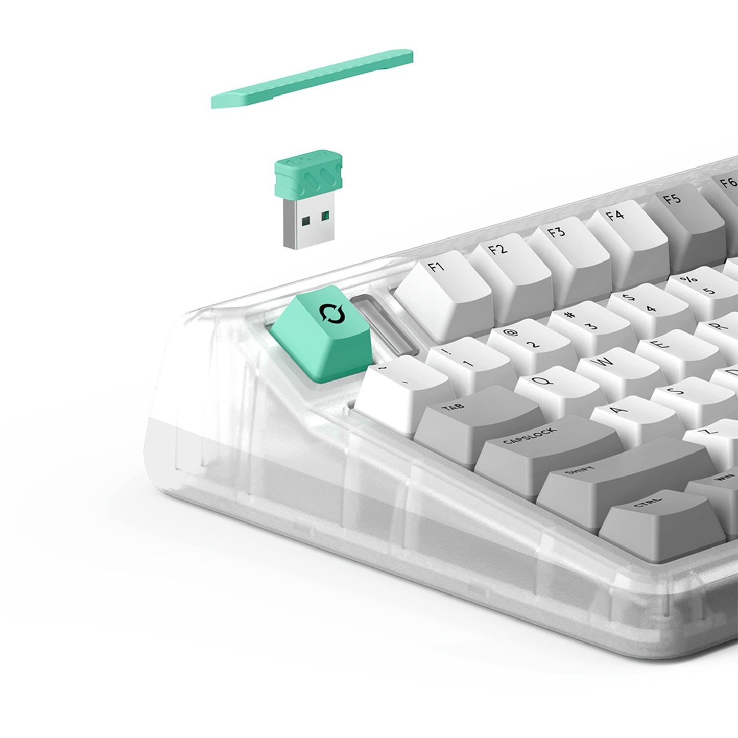 Iqunix og80 wormhole wireless mechanical keyboard (grijs, us lay-out (qwerty), cherry mx brown, 80% (tkl), rgb leds, hot-swappable, pbt, 2.4ghz | bluetooth 5.1 | usb-c)