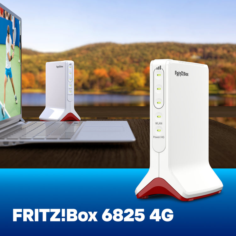 Fritz! box 6825 4g edition international wlan lte router (wit rood, mesh wi-fi, 4g 3g)