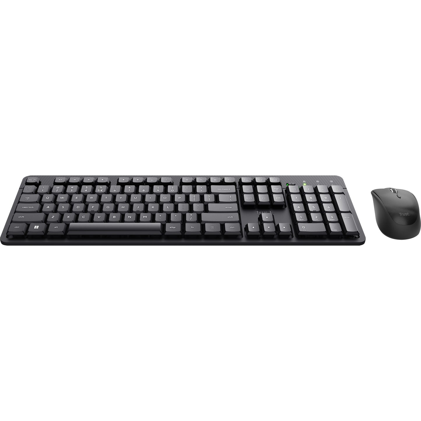 Trust ody ii stille draadloze toetsenbord- en muisset desktopset (zwart, us lay-out (qwerty), membraan, 100%, 800 dpi - 1.600 dpi)