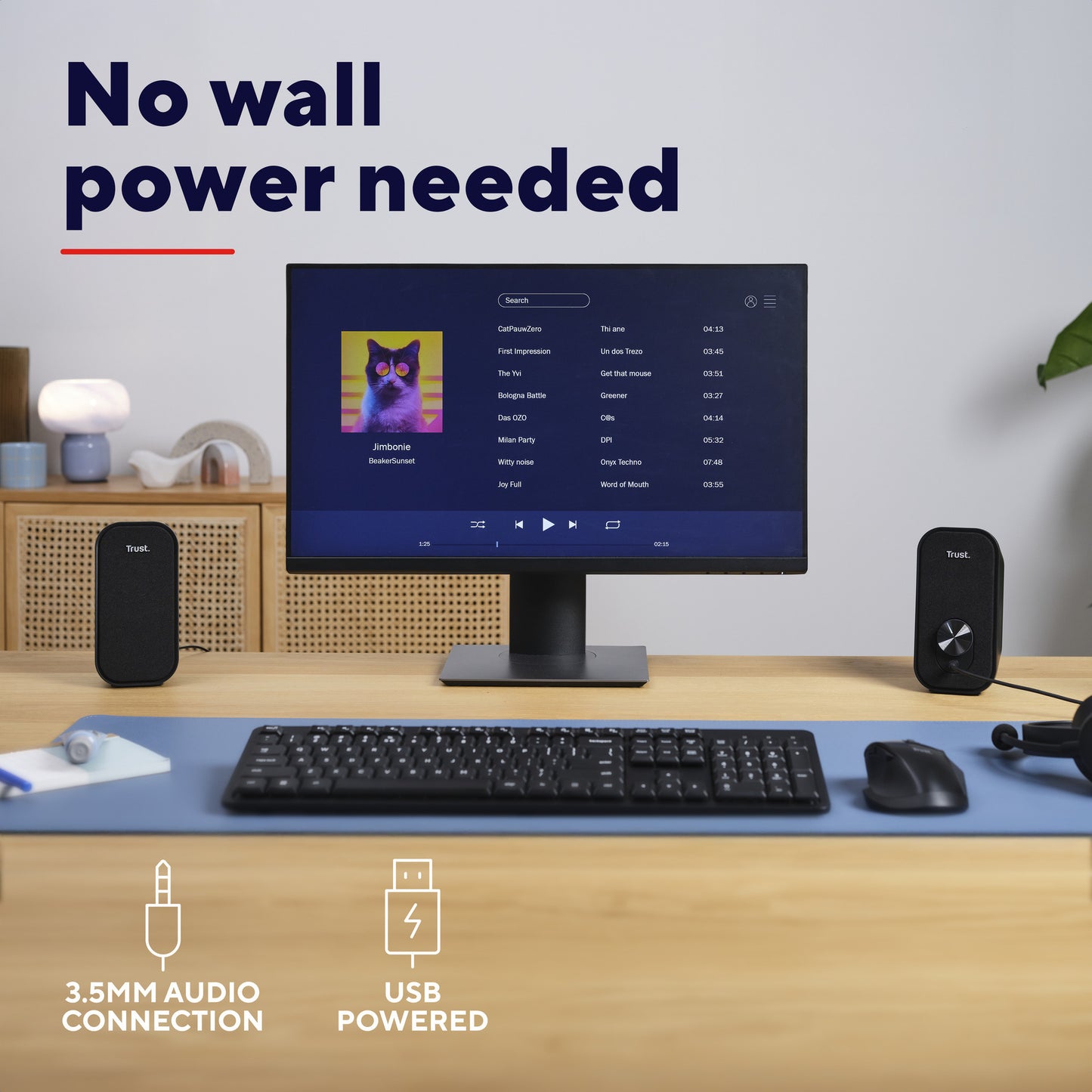 Trust ador 2.0-luidsprekerset pc-luidspreker (zwart grijs)