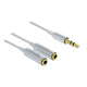 Delock cable audio splitter stereo jack male 3.5mm > 2x stereo jack female splitterkabel (wit zilver)