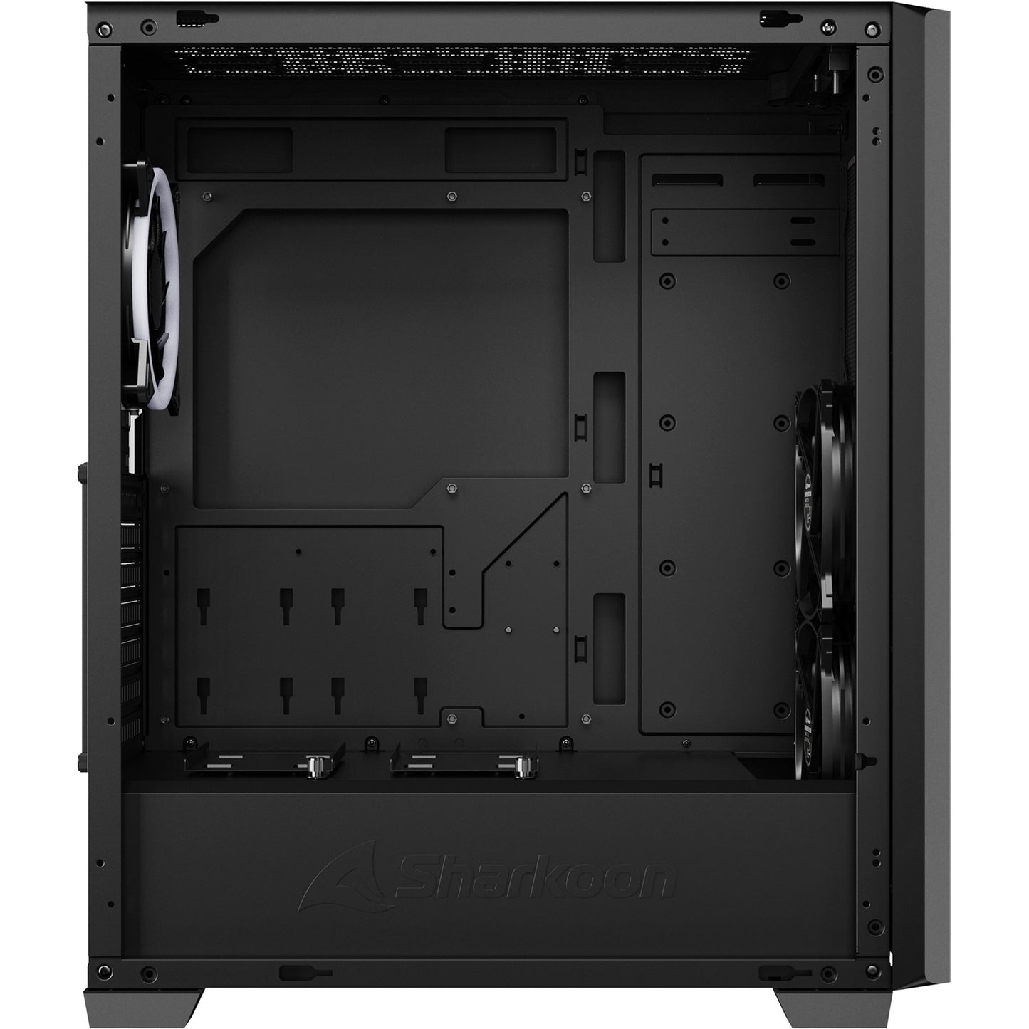Sharkoon vs9 rgb black midi tower behuizing (zwart | 2x usb-a | 1x usb-c | rgb | tempered glass)