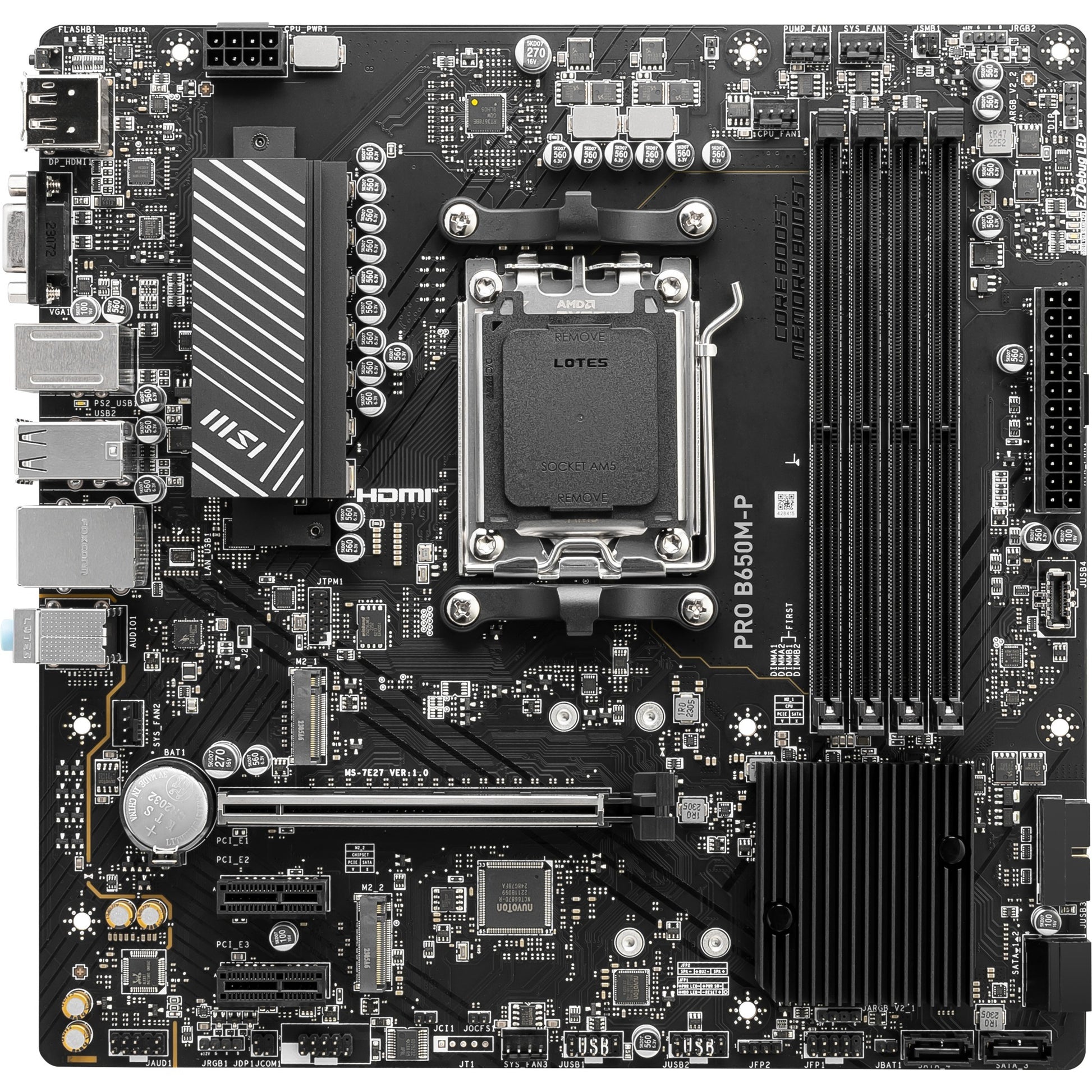 Msi pro b650m-p socket am5 moederbord (zwart, raid, 2.5 gb-lan, sound, µatx)