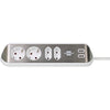Brennenstuhl ®estilo hoekaansluitdoosstrook met usb laadfunctie 4-weg 2x beschermende contactdozen 2x euro zilver wit