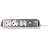 Brennenstuhl ®estilo hoekaansluitdoosstrook met usb laadfunctie 4-weg 2x beschermende contactdozen 2x euro zilver wit - afbeelding 2