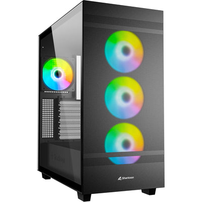 Sharkoon rebel c50 black rgb midi tower behuizing (zwart | 2x usb-a | 1x usb-c | rgb | tempered glass)