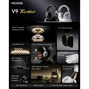 Mchose v9 turbo+ magnetic wireless over-ear gaming headset (zwart, nintendo switch, playstation 4, playstation 5, mobiel, pc, 2.4g bluetooth usb) - afbeelding 7