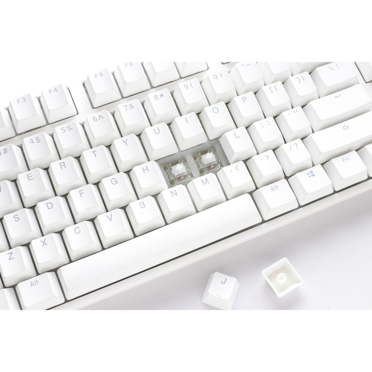 Ducky one 3 classic pure white rgb mechanisch toetsenbord (wit, us lay-out (qwerty), cherry mx silent red, 100%, rgb led, double-shot pbt, hot-swappable, quack mechanics)