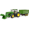 Bruder john deere 7r 350 met frontlader en transportaanhanger modelvoertuig (03155)