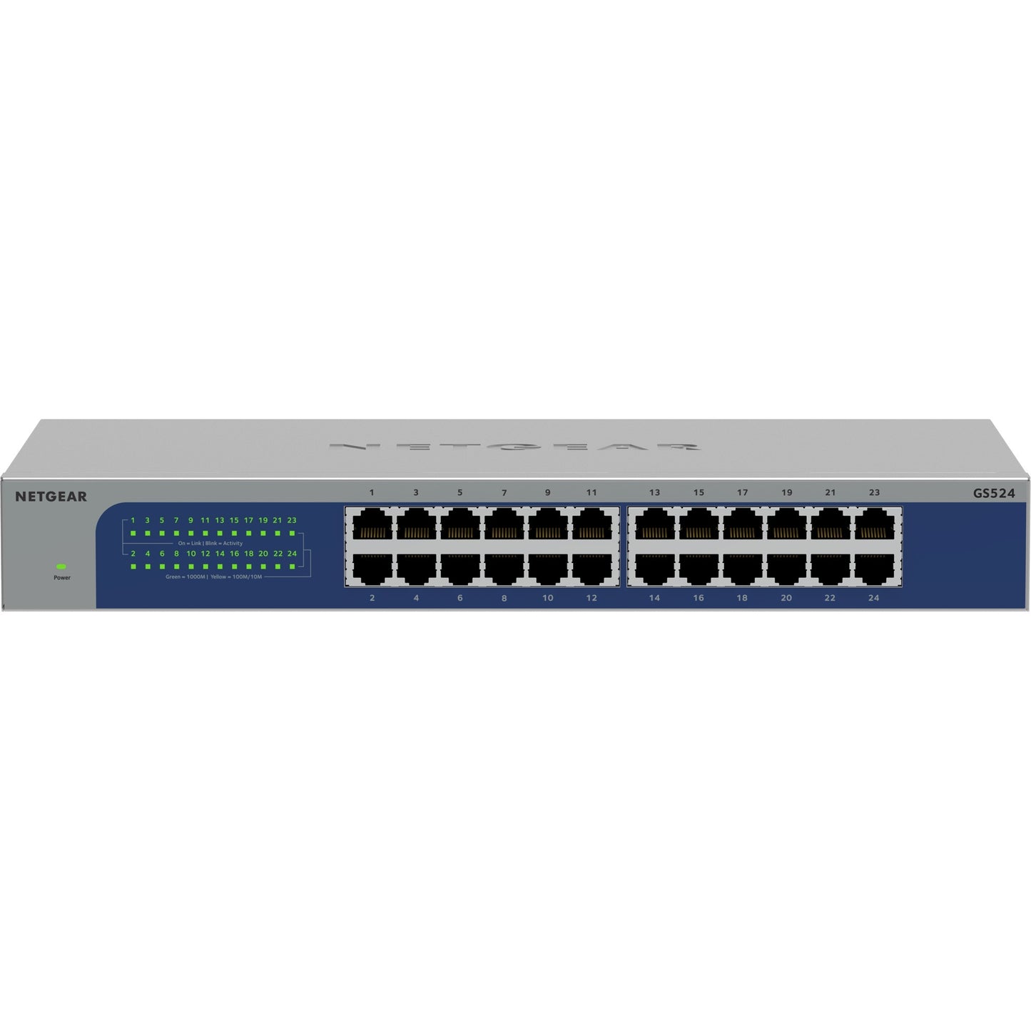 Netgear gs524 24-poorts gigabit ethernet unmanaged switch (grijs blauw)