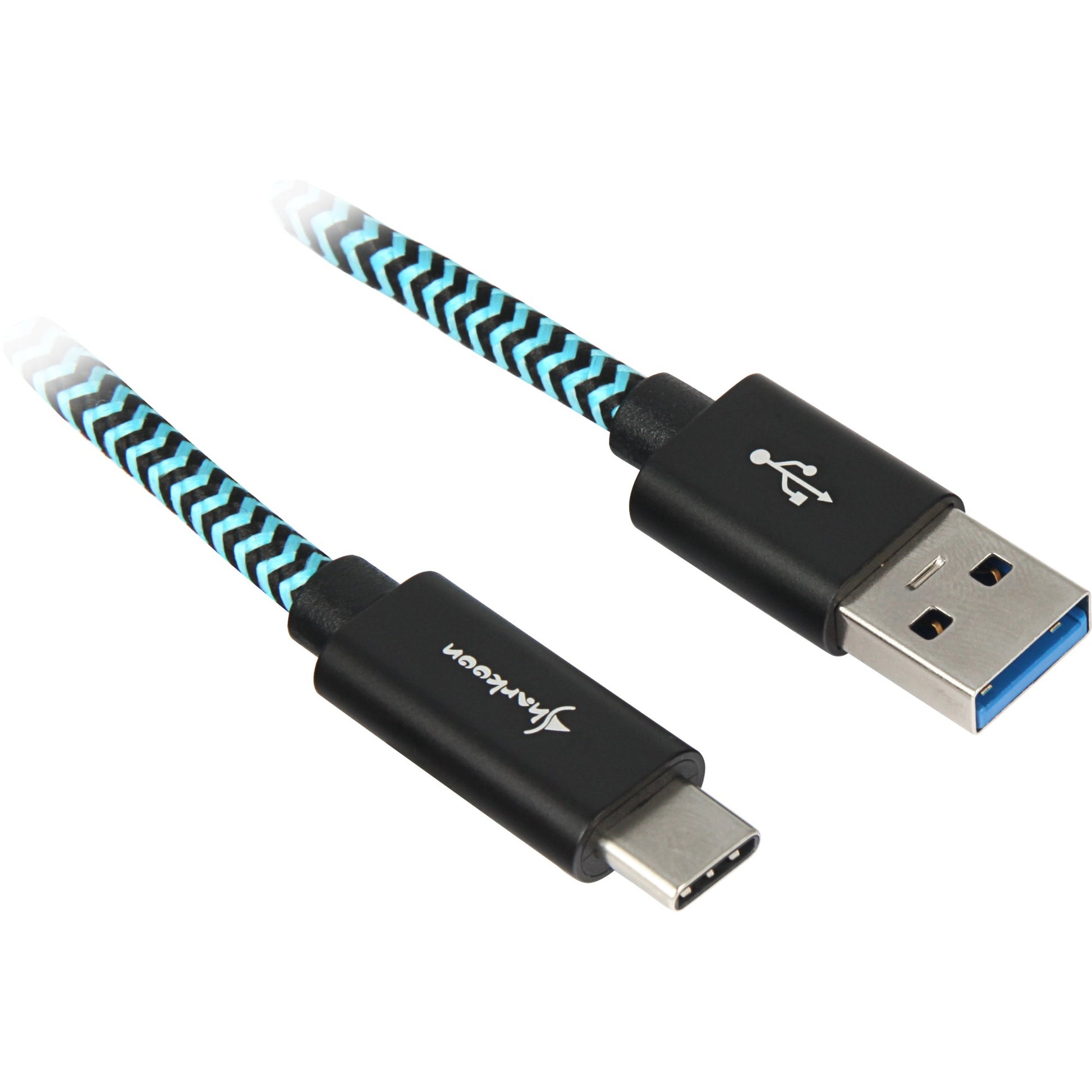 Sharkoon usb-a 3.2 gen 2 naar usb-c 3.2 gen 2 kabel (zwart lichtblauw, 0,5 meter)
