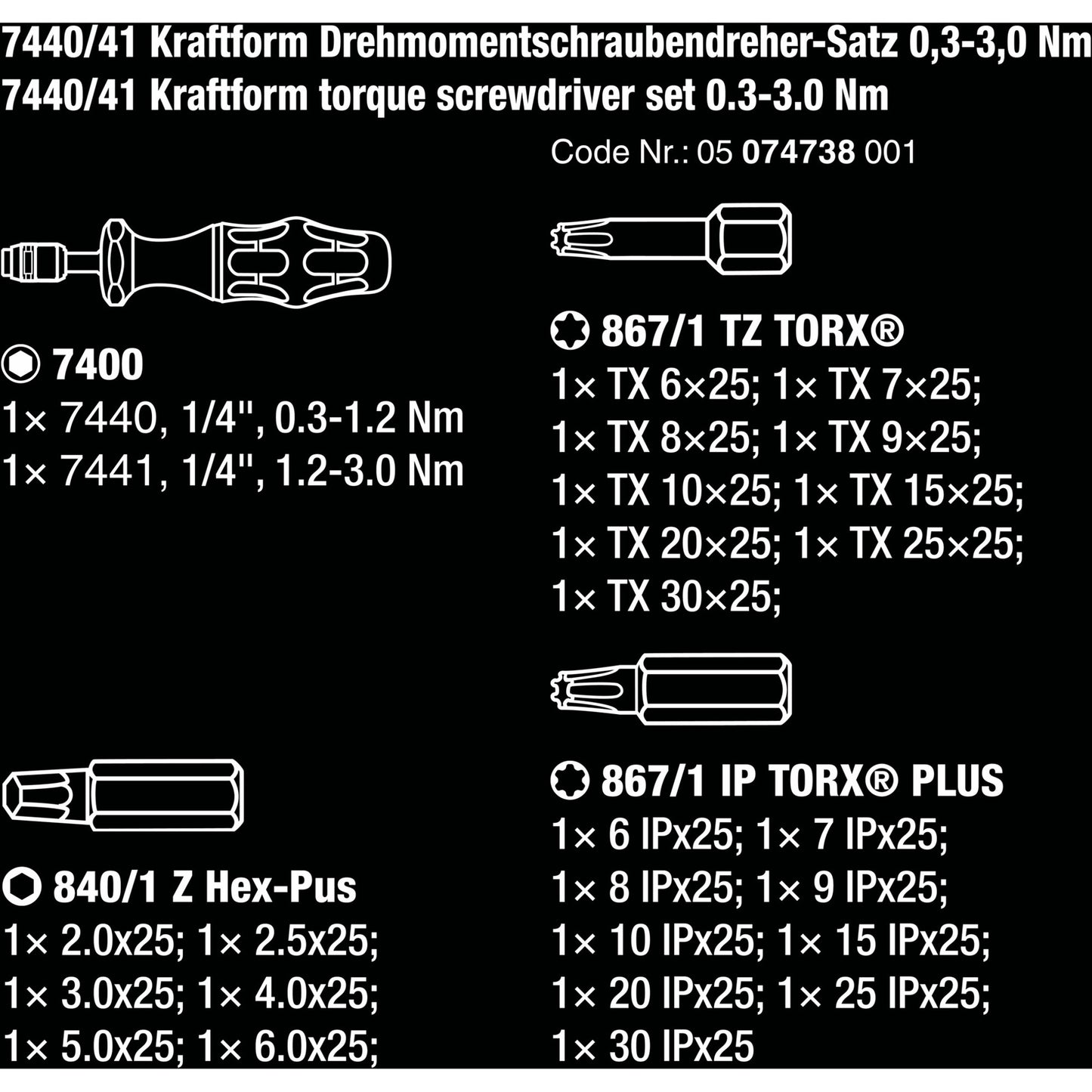 Wera 7440 41 kraftform momentschroevendraaier-set 0,3-3,0 nm (zwart groen, 26‑delig)