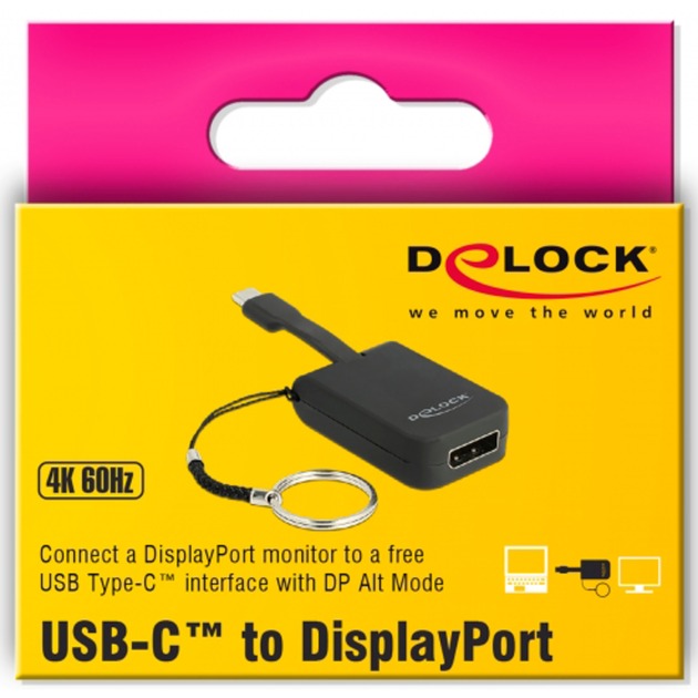 Delock usb-c > displayport adapter sleutelhanger (zwart, 4k 60hz)
